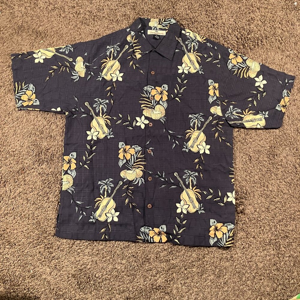 Tommy Bahama Men's Silk Short Sleeve Grey Button Down